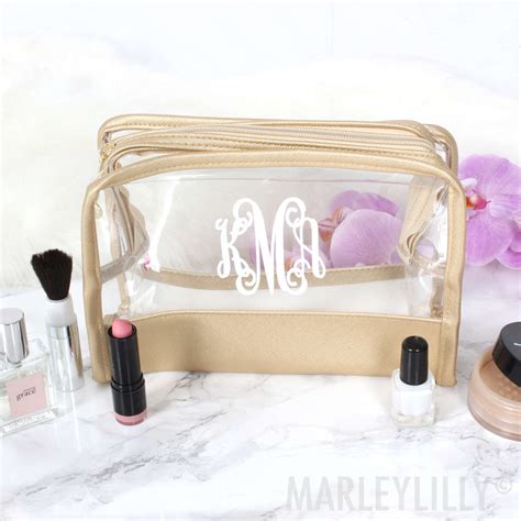 monogrammed clear toiletry bag.